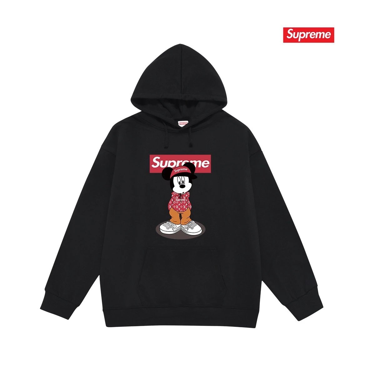 Supreme Hoodies & Sweatshirts Fleece-Lined Graphic Pullover Hoodie — 2235 Black with fleece lining