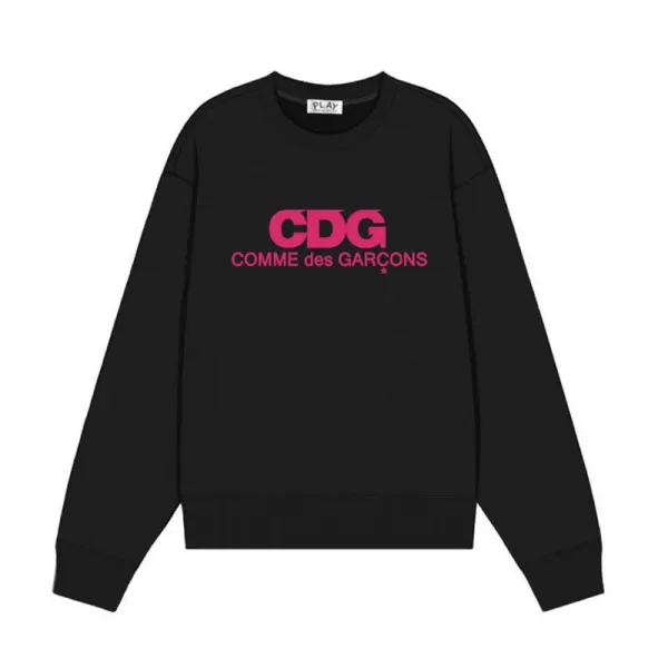 Comme des Garçons Play CDG Logo Black Crewneck Sweatshirt Hoodie - 1