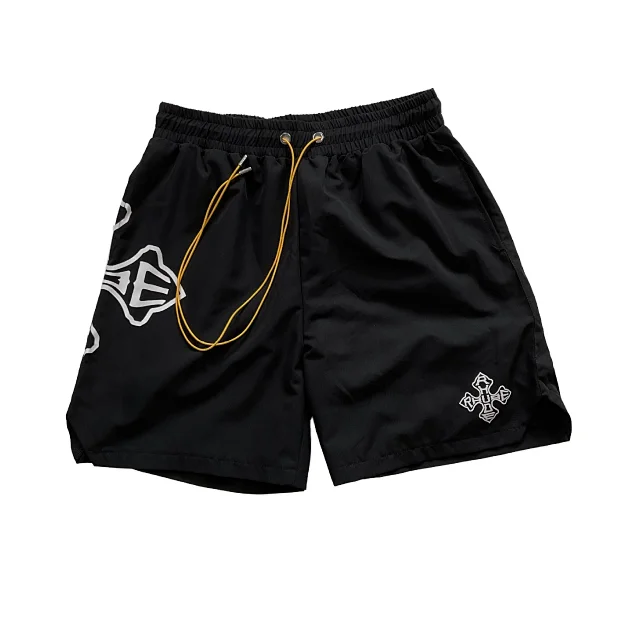 Rhude Shorts Nylon with New Era Graphic Print and Contrast Drawstring product detail image 4