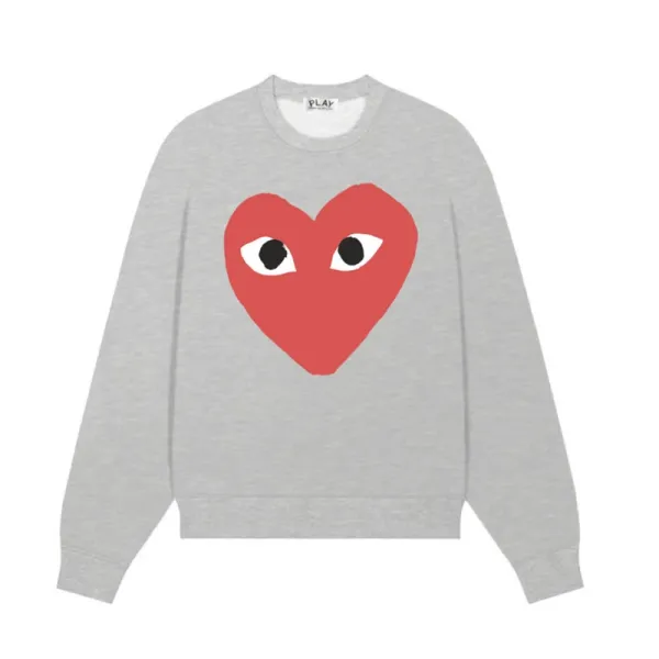 Comme des Garçons Play Heart Logo Gray Sweatshirt Hoodie - 1