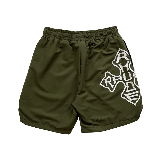 Rhude Shorts Nylon with New Era Graphic Print and Contrast Drawstring product detail image 9