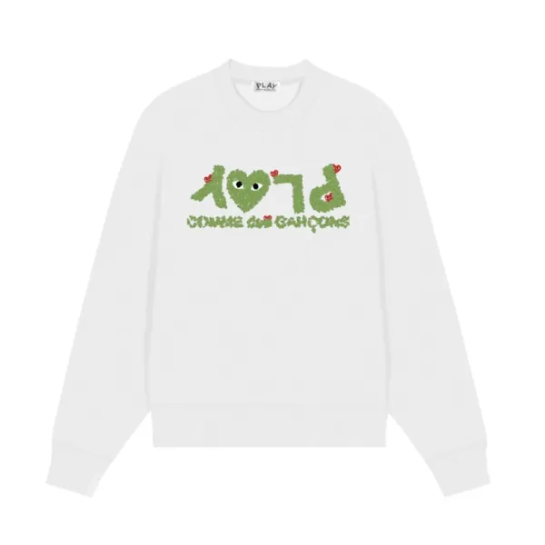 Comme des Garçons Play Heart Logo White Sweatshirt Sweater - 1