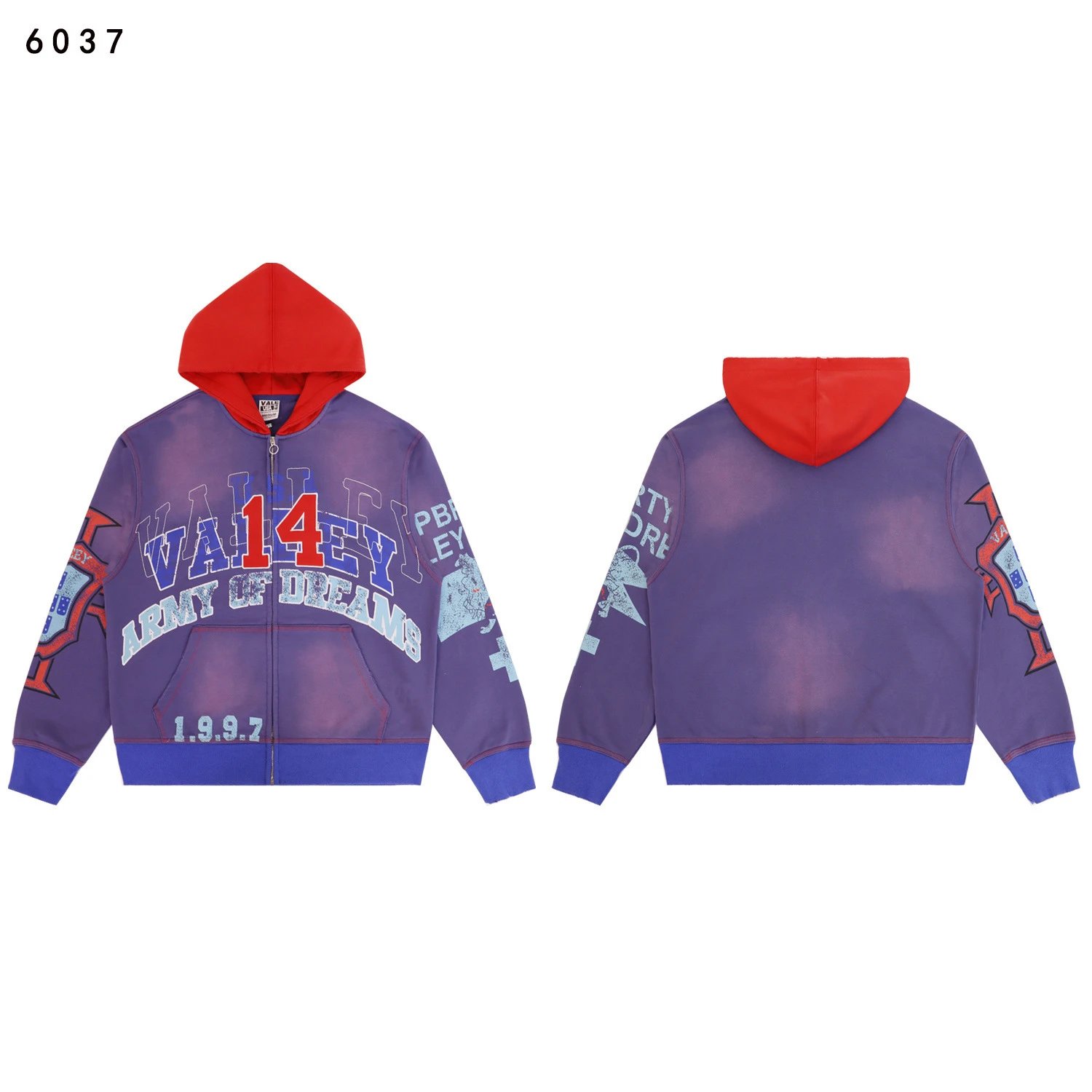 Vale Forever Matching Sets Bee graphic striped hoodie and sweatpants set — 6037 Washed purple