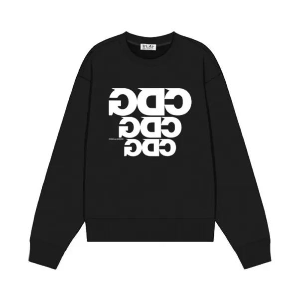 Comme des Garçons Play CDG Stacked Logo Black Hoodie - 1