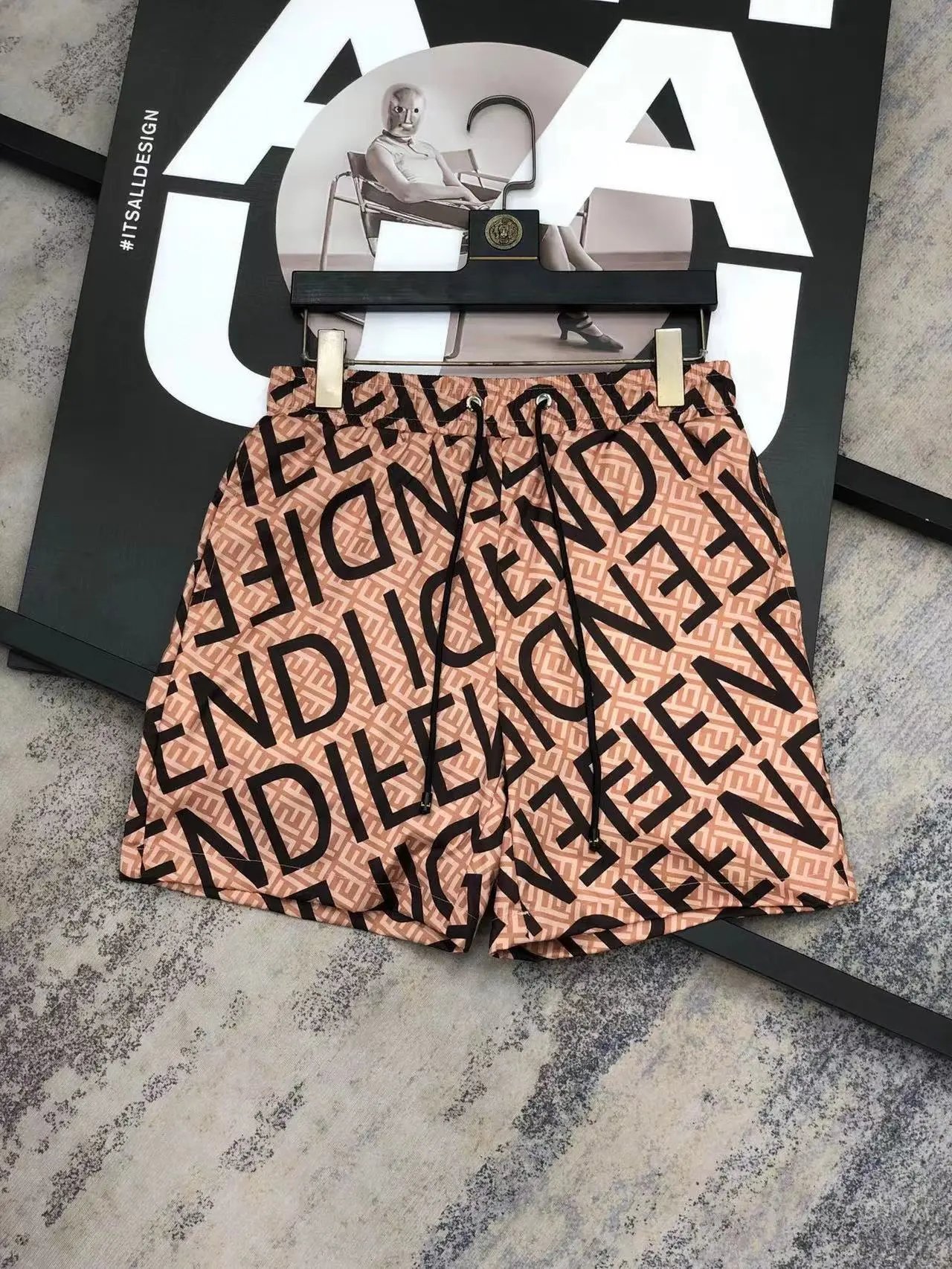 Fendi Swimwear FF monogram drawstring swim shorts — F 1 Light brown