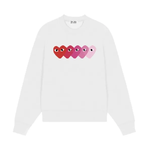 Comme des Garçons Play Five Hearts White Sweatshirt Sweater - 1