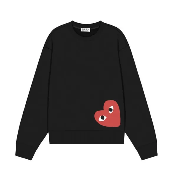 Comme des Garçons Play Heart Logo Black Sweatshirt Sweater - 1