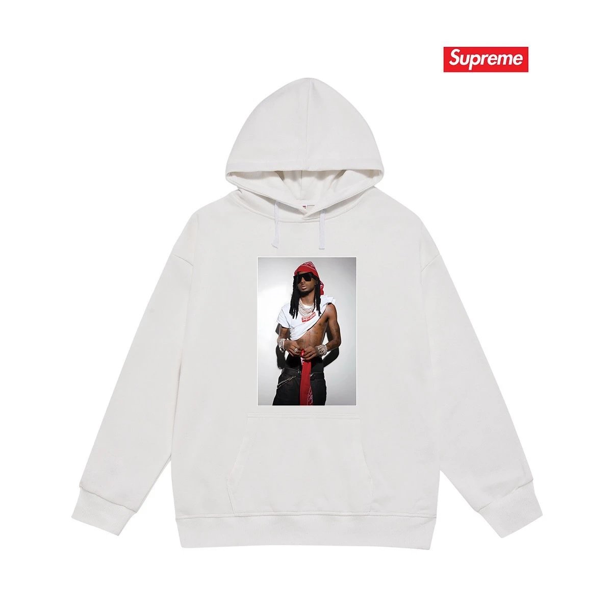 Supreme Hoodies & Sweatshirts Dover Street Market car graphic pullover hoodie — S 2188 White with fleece lining