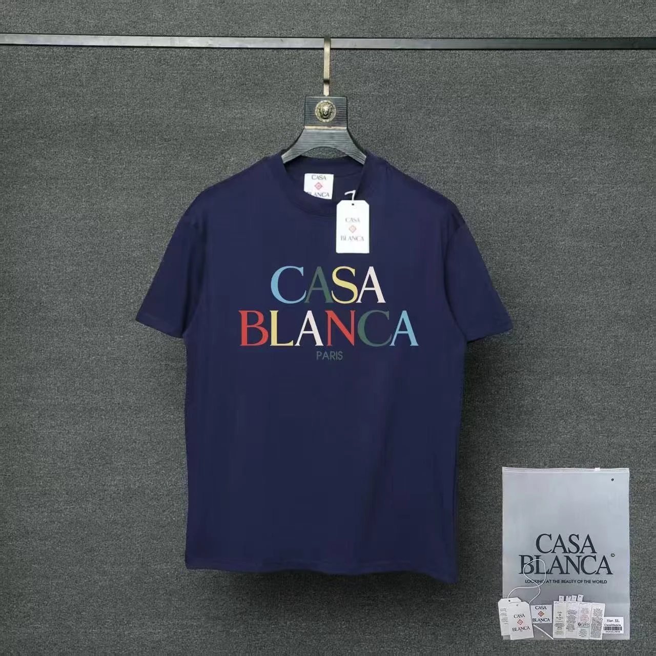 Casablanca T-Shirts Flaming Tennis Ball Graphic — 02 Royal Blue