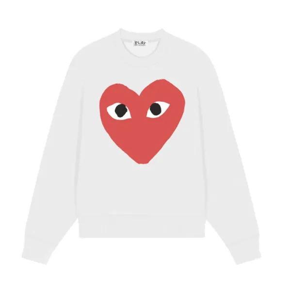 Comme des Garçons Play Heart Eyes White Sweatshirt Sweater - 1