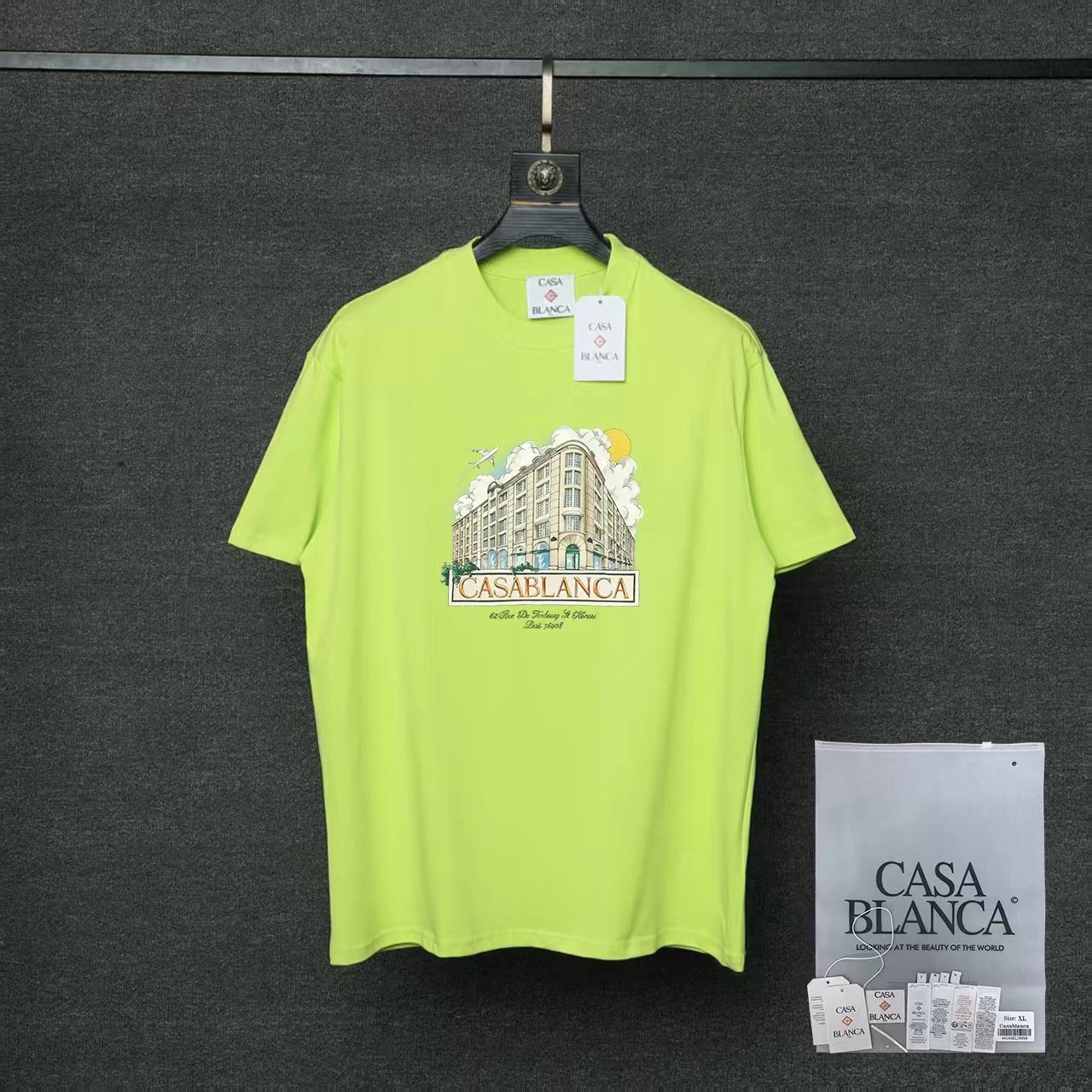 Casablanca T-Shirts Flaming Tennis Ball Graphic — 04 Fluorescent Lu