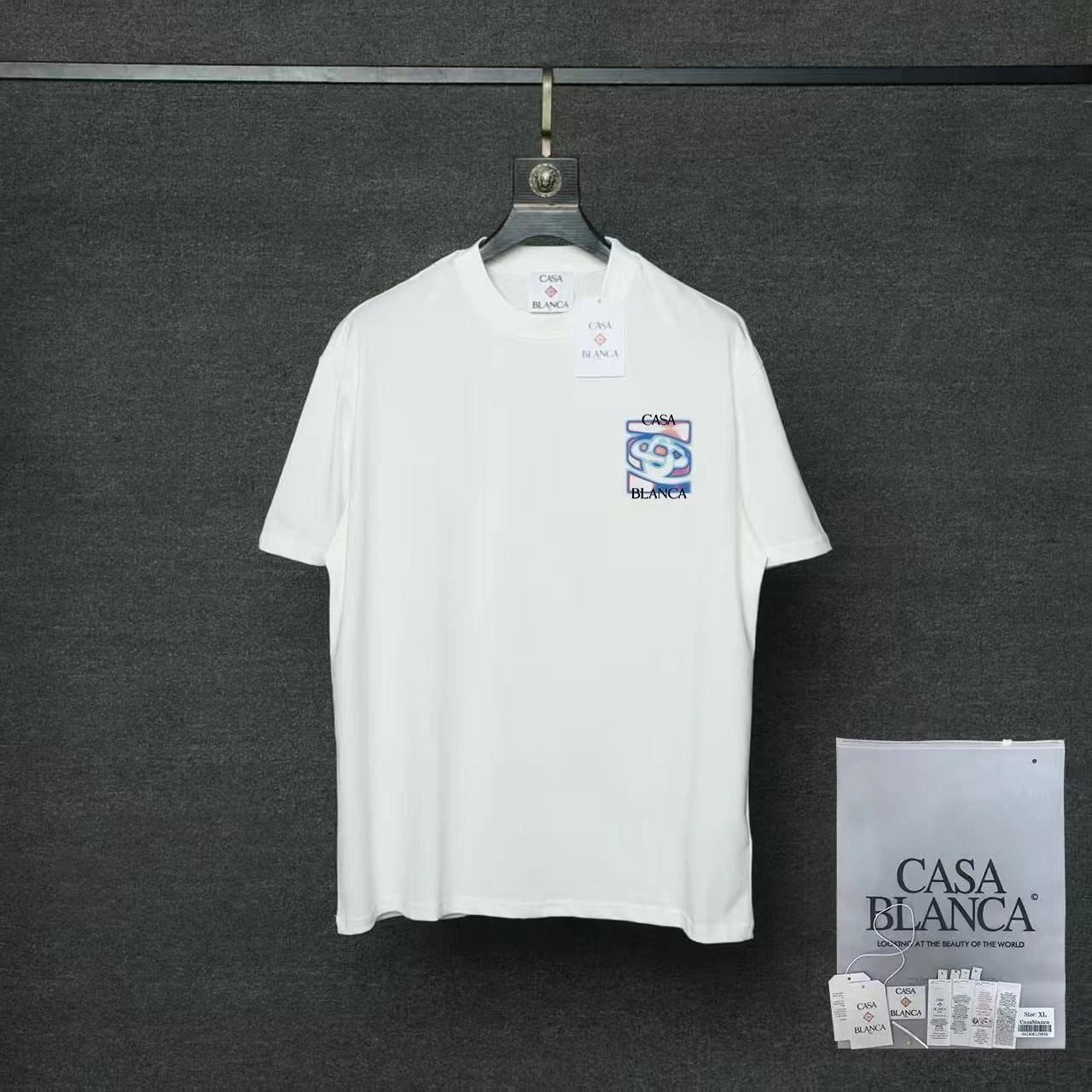 Casablanca T-Shirts Short-Sleeve Graphic Logo T-Shirt — 06 White