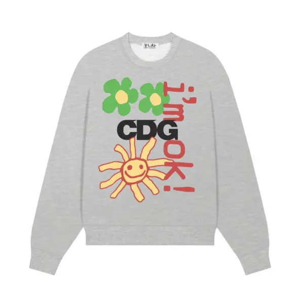 Comme des Garçons Play I'm Ok! Graphic Sweatshirt Gray Hoodie - 1