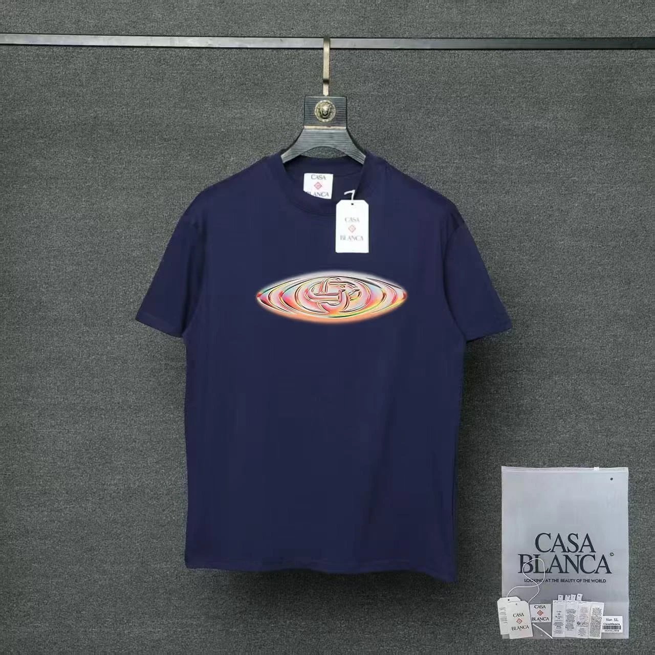 Casablanca T-Shirts Short-Sleeve Graphic Logo T-Shirt — 08 Royal Blue