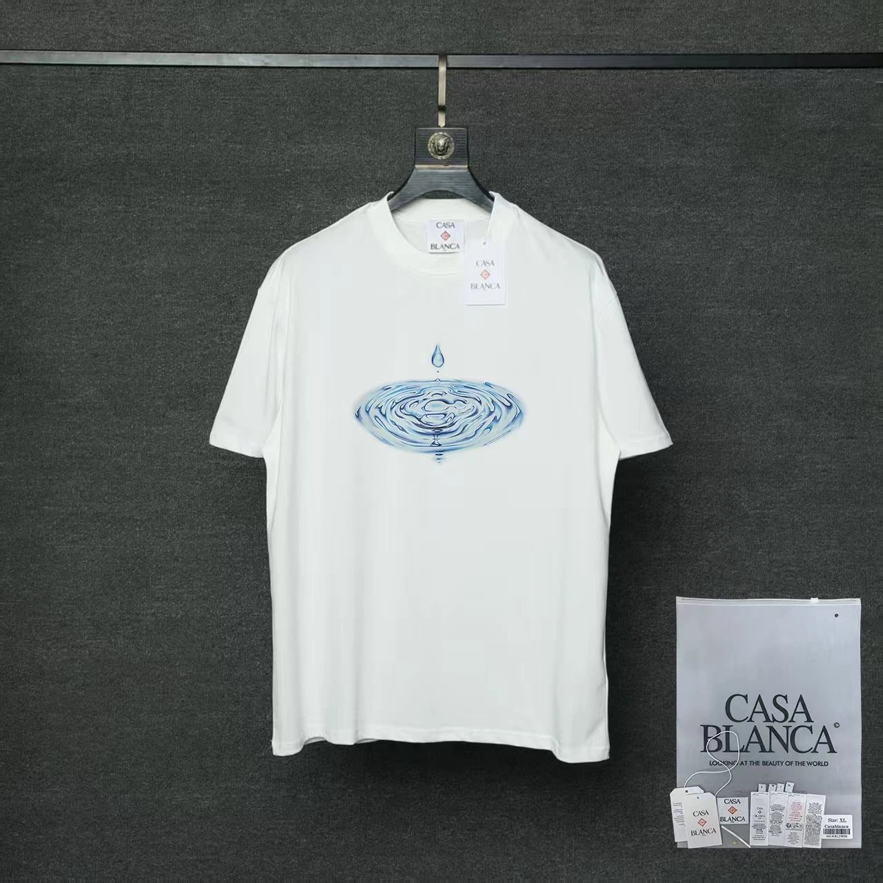 Casablanca T-Shirts Short-Sleeve Graphic Logo T-Shirt — 010 white