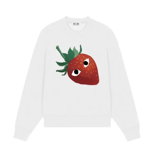 Comme des Garçons Play Strawberry Eyes White Sweatshirt Sweater - 1