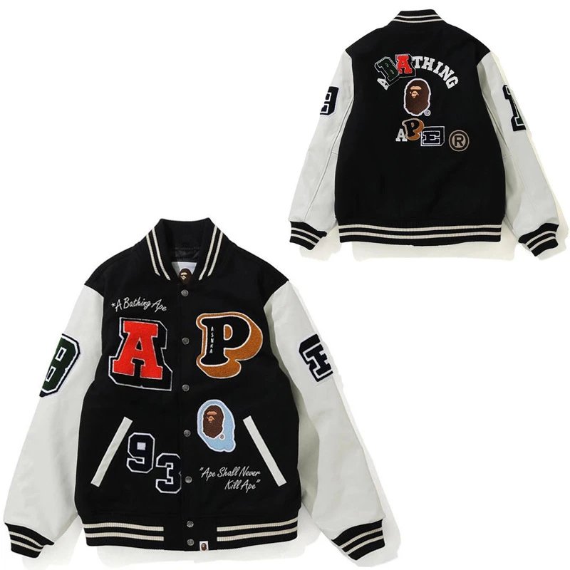 A Bathing Ape varsity Jacket Black and White Outerwear