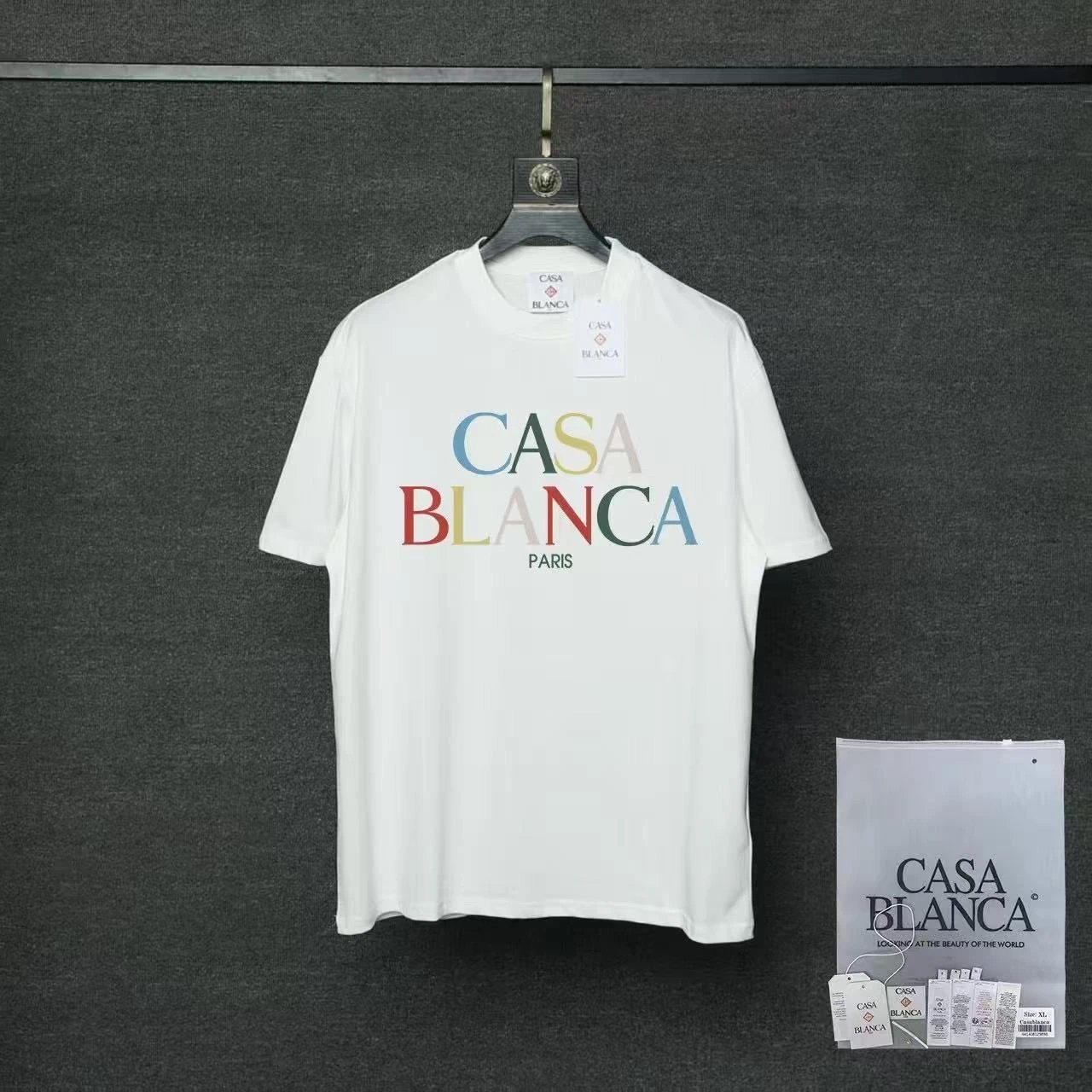 Casablanca T-Shirts Flaming Tennis Ball Graphic — 02 white
