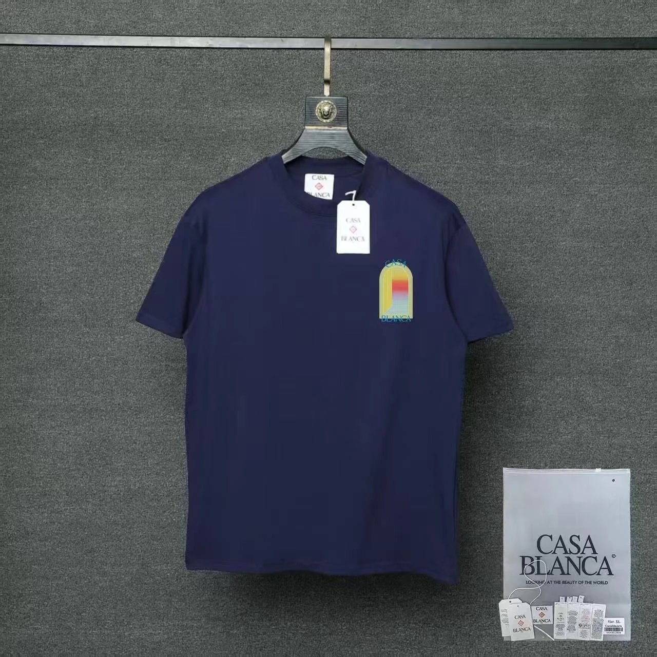 Casablanca T-Shirts Flaming Tennis Ball Graphic — 05 Royal Blue