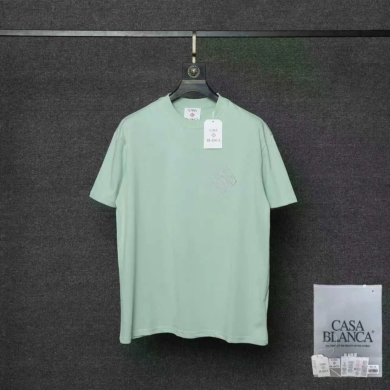Casablanca T-Shirts Short-Sleeve Logo Patch T-Shirt — 015 Avocado