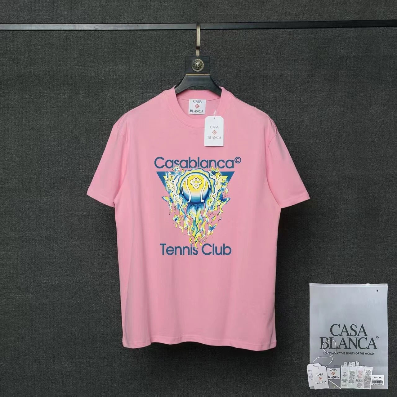 Casablanca T-Shirts Short-Sleeve Graphic Logo T-Shirt — 07 Pink