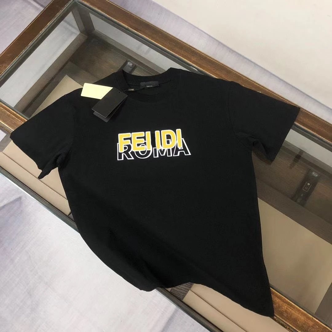 Fendi T-Shirts Short-Sleeve Logo Print — F73