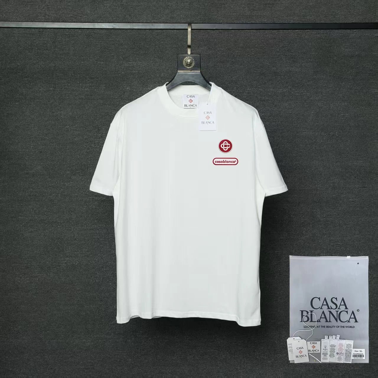 Casablanca T-Shirts Flaming Tennis Ball Graphic — 014 white