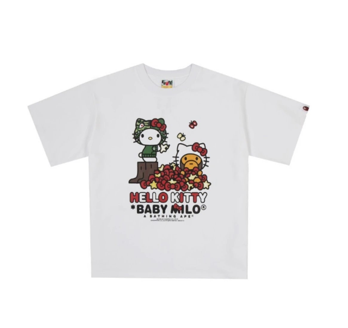 A Bathing Ape T-Shirts Baby Milo Sanrio Character Graphic — White and green 3