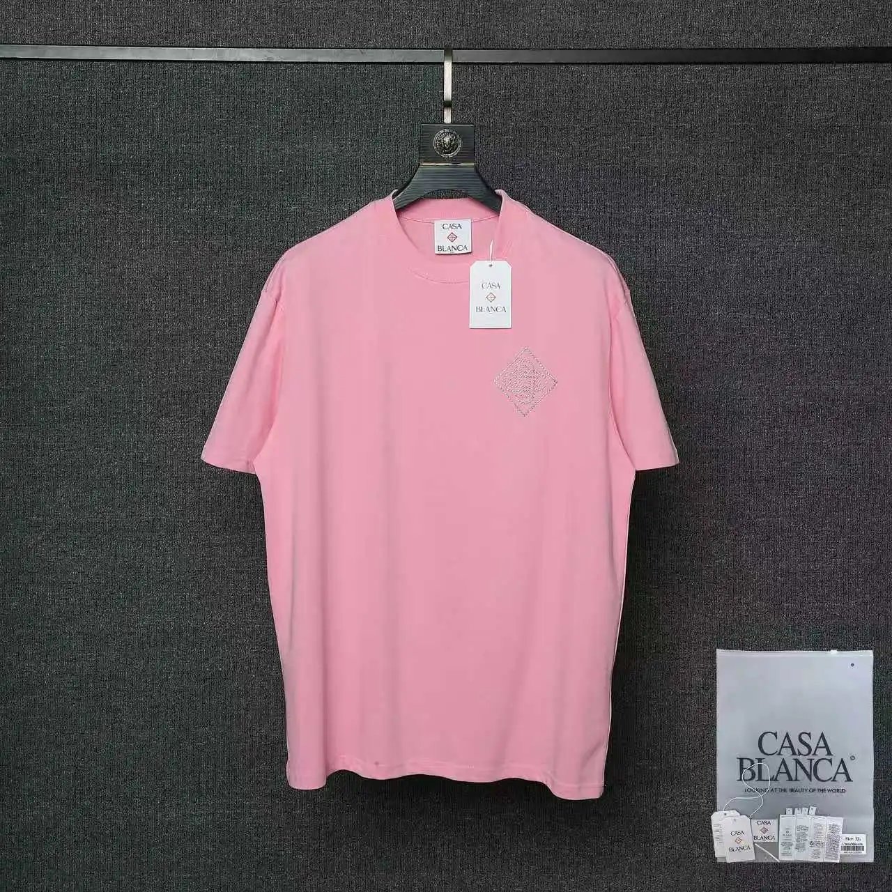 Casablanca T-Shirts Short-Sleeve Logo Patch T-Shirt — 015 Pink