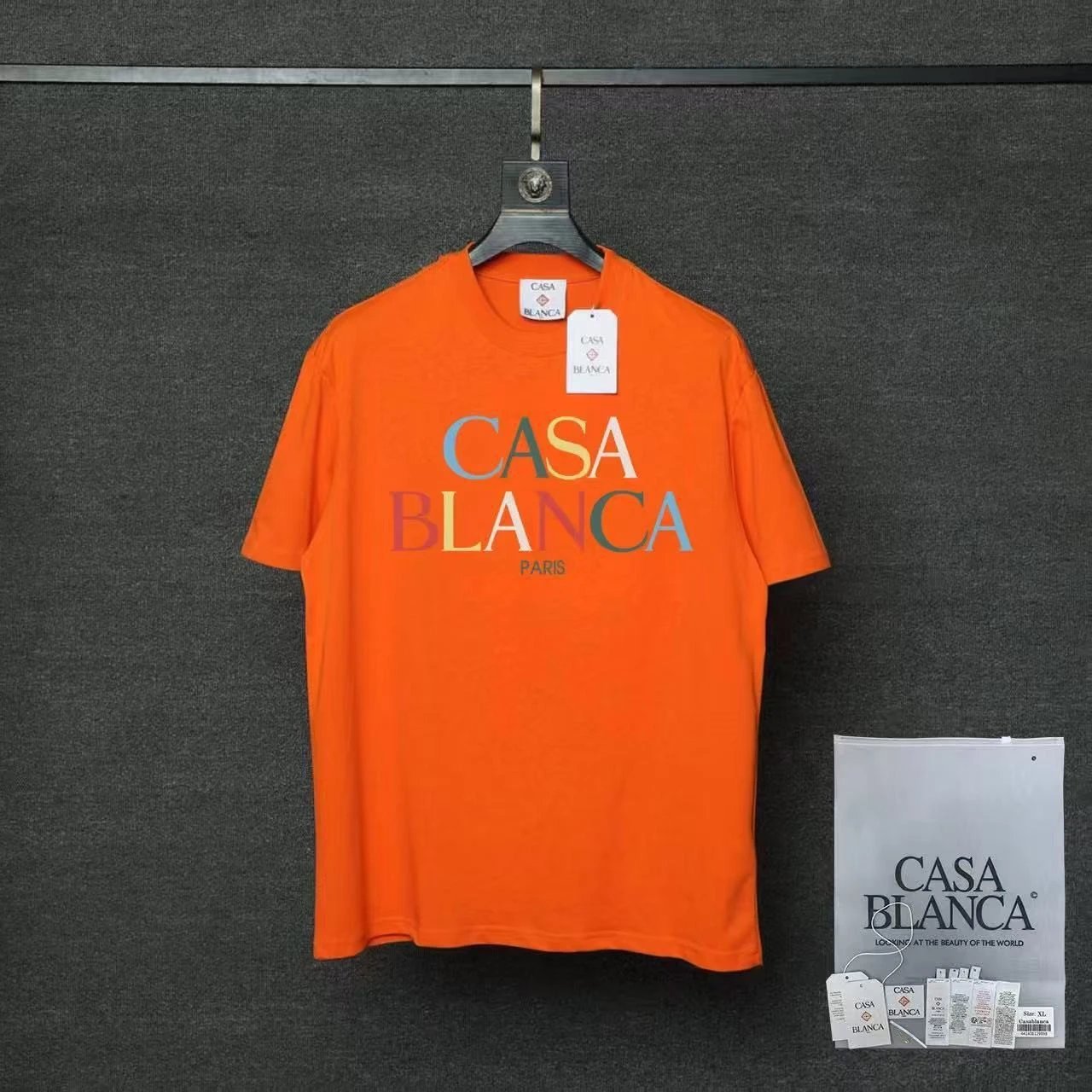 Casablanca T-Shirts Flaming Tennis Ball Graphic — 02 Orange