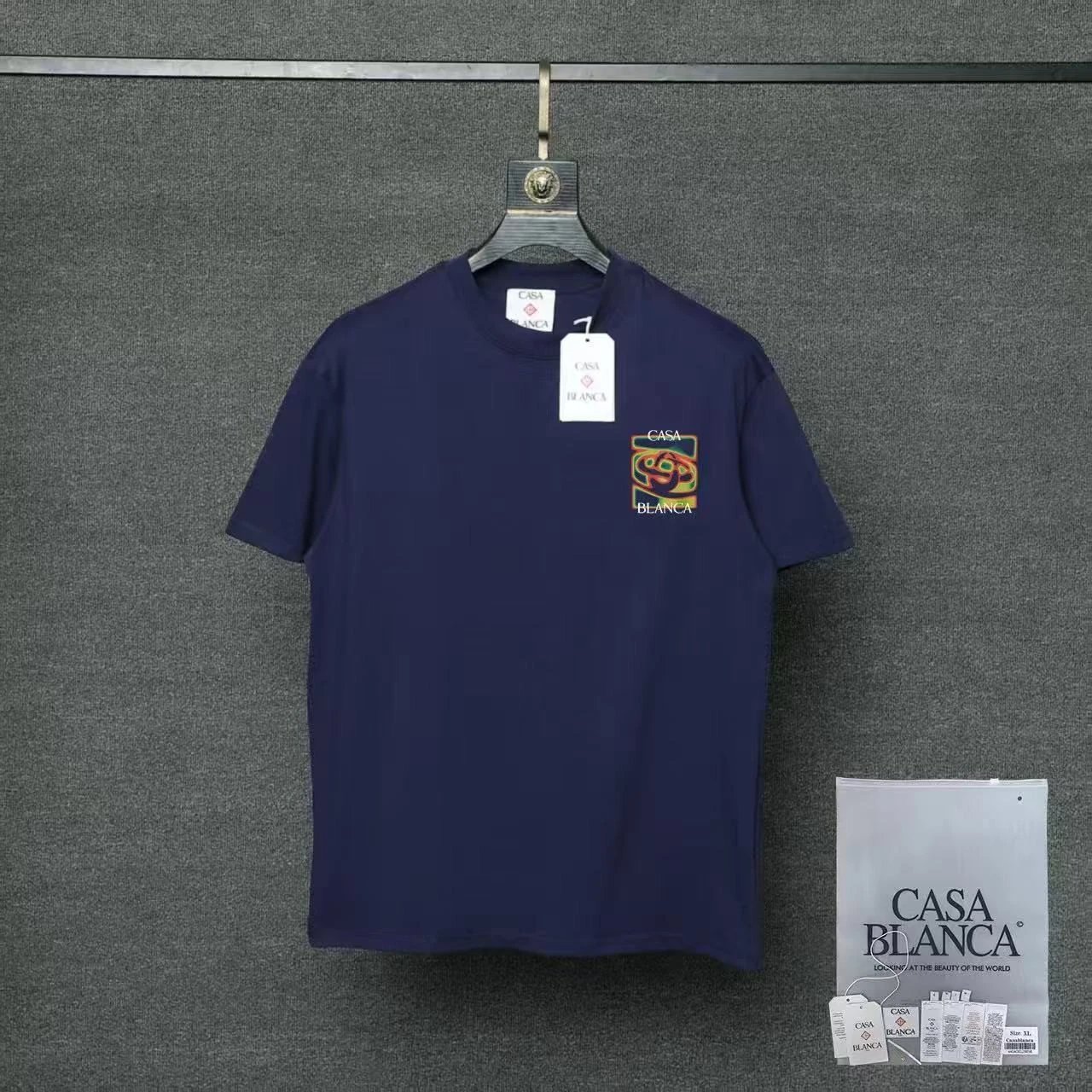 Casablanca T-Shirts Short-Sleeve Graphic Logo T-Shirt — 06 Royal Blue