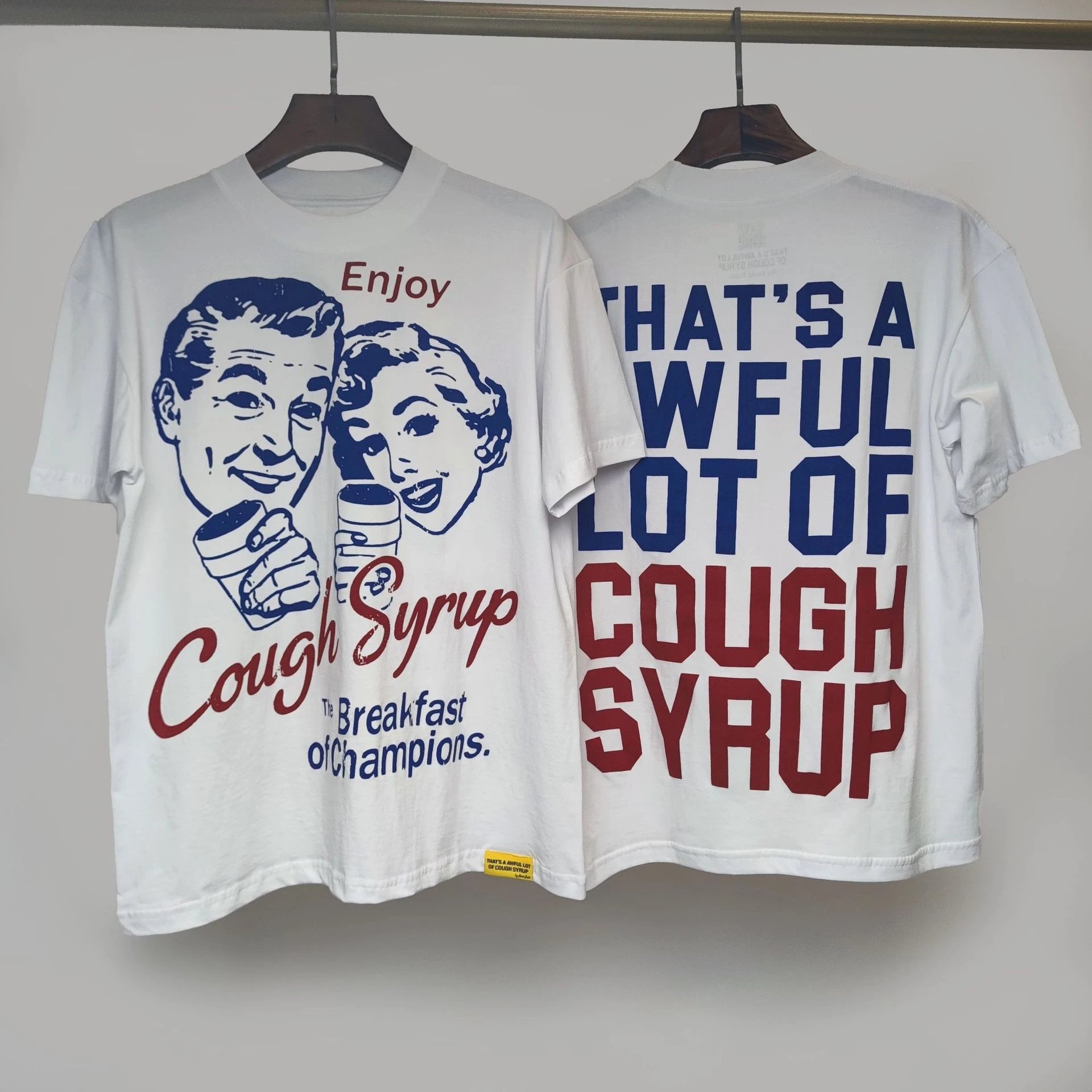 Cough Syrup T-Shirts Graphic Print — 19 white short sleeve
