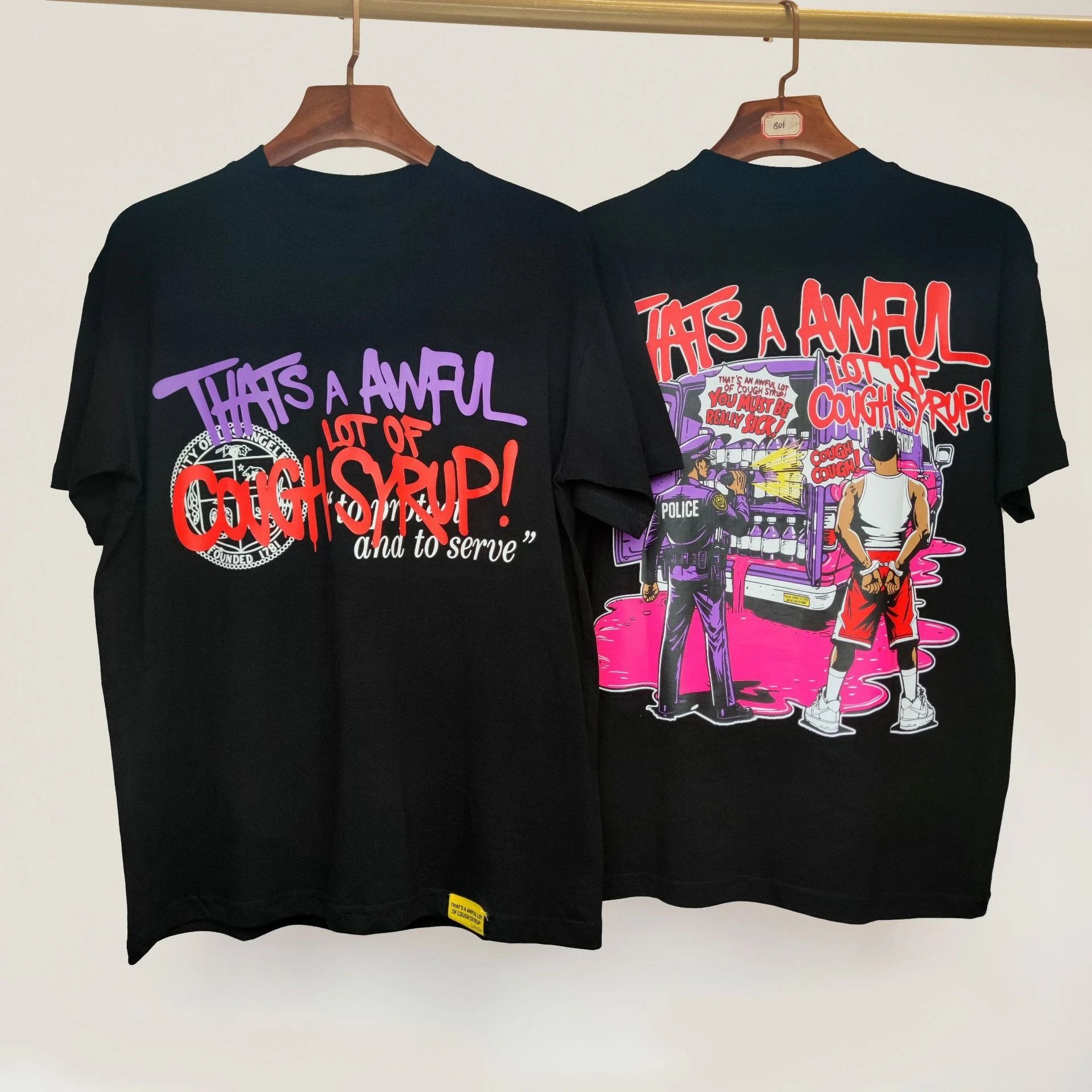 Cough Syrup T-Shirts Graphic Print — 21 black short-sleeved