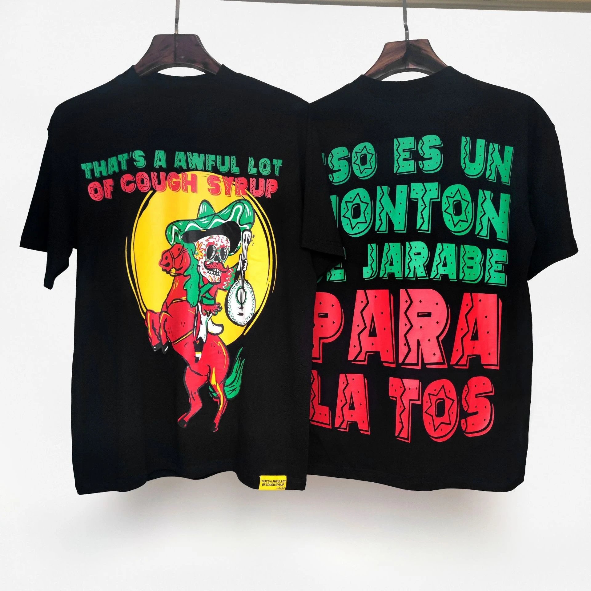 Cough Syrup T-Shirts Graphic Print — 24 black short-sleeved