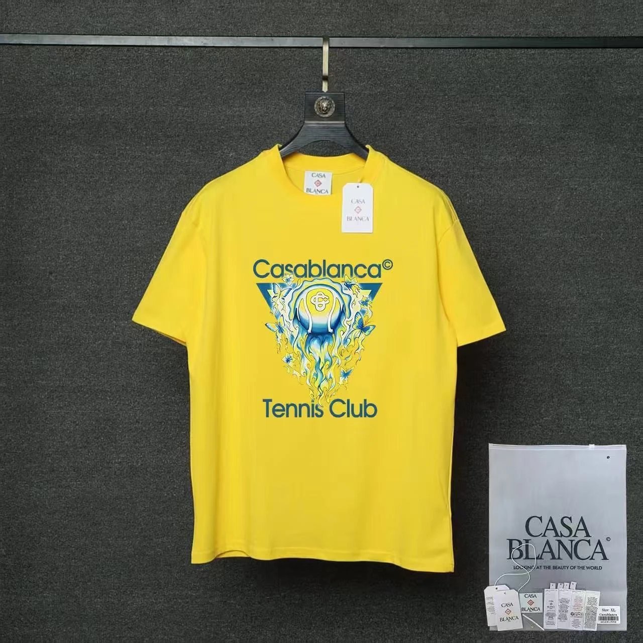 Casablanca T-Shirts Short-Sleeve Graphic Logo T-Shirt — 07 yellow