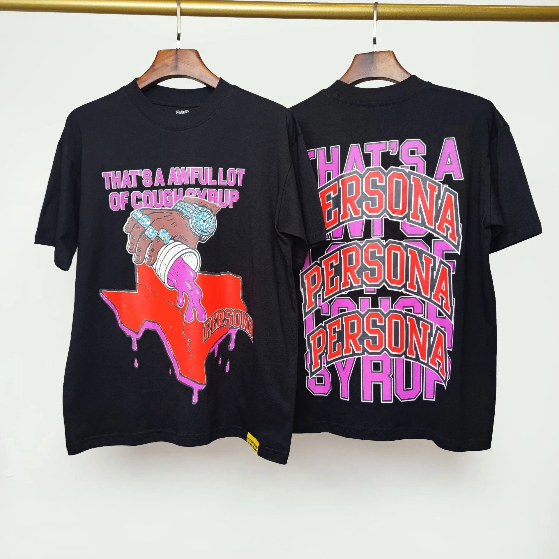 Cough Syrup T-Shirts Graphic Print — 38 black short-sleeved