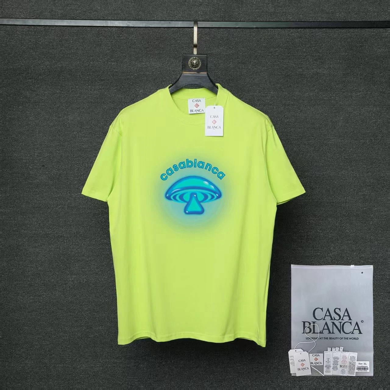 Casablanca T-Shirts Short-Sleeve Graphic Logo T-Shirt — 09 Neon Green