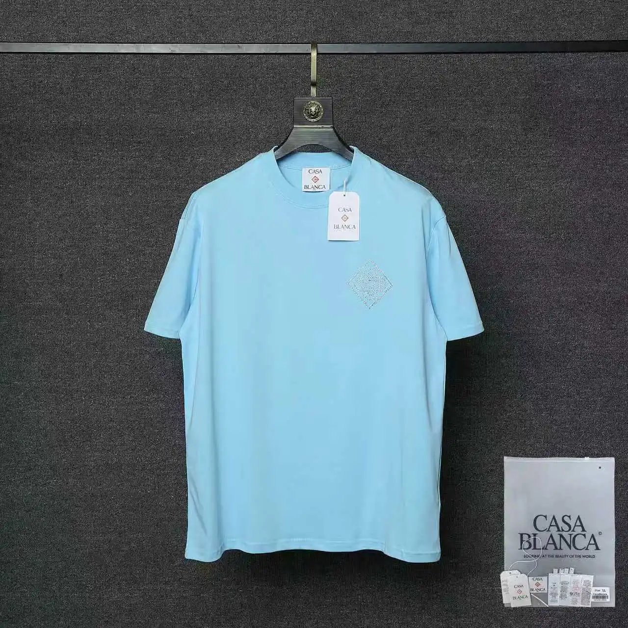 Casablanca T-Shirts Short-Sleeve Logo Patch T-Shirt — 015 Blue