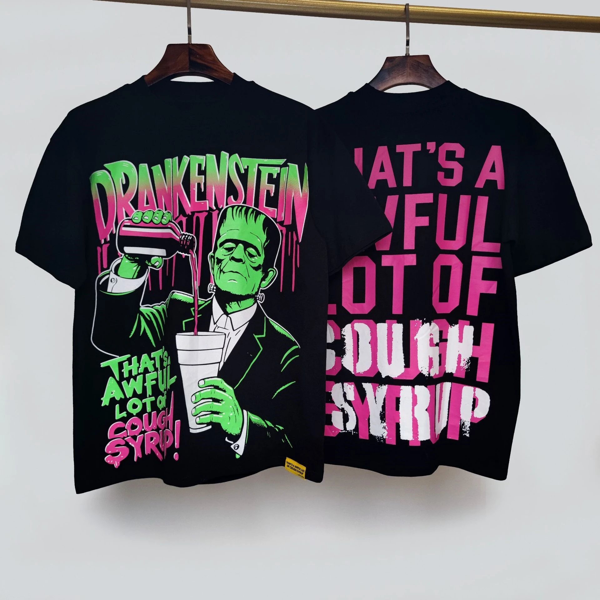 Cough Syrup T-Shirts Graphic Print — 20 black short-sleeved