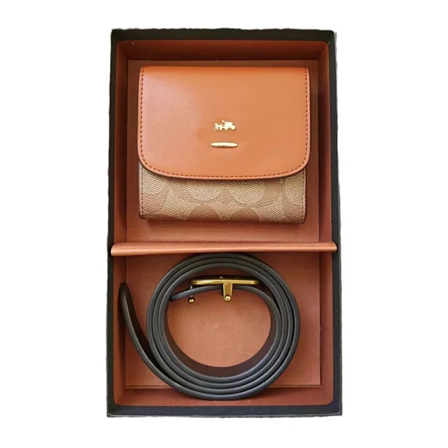 Coach trifold wallet and belt gift set product detail image 5