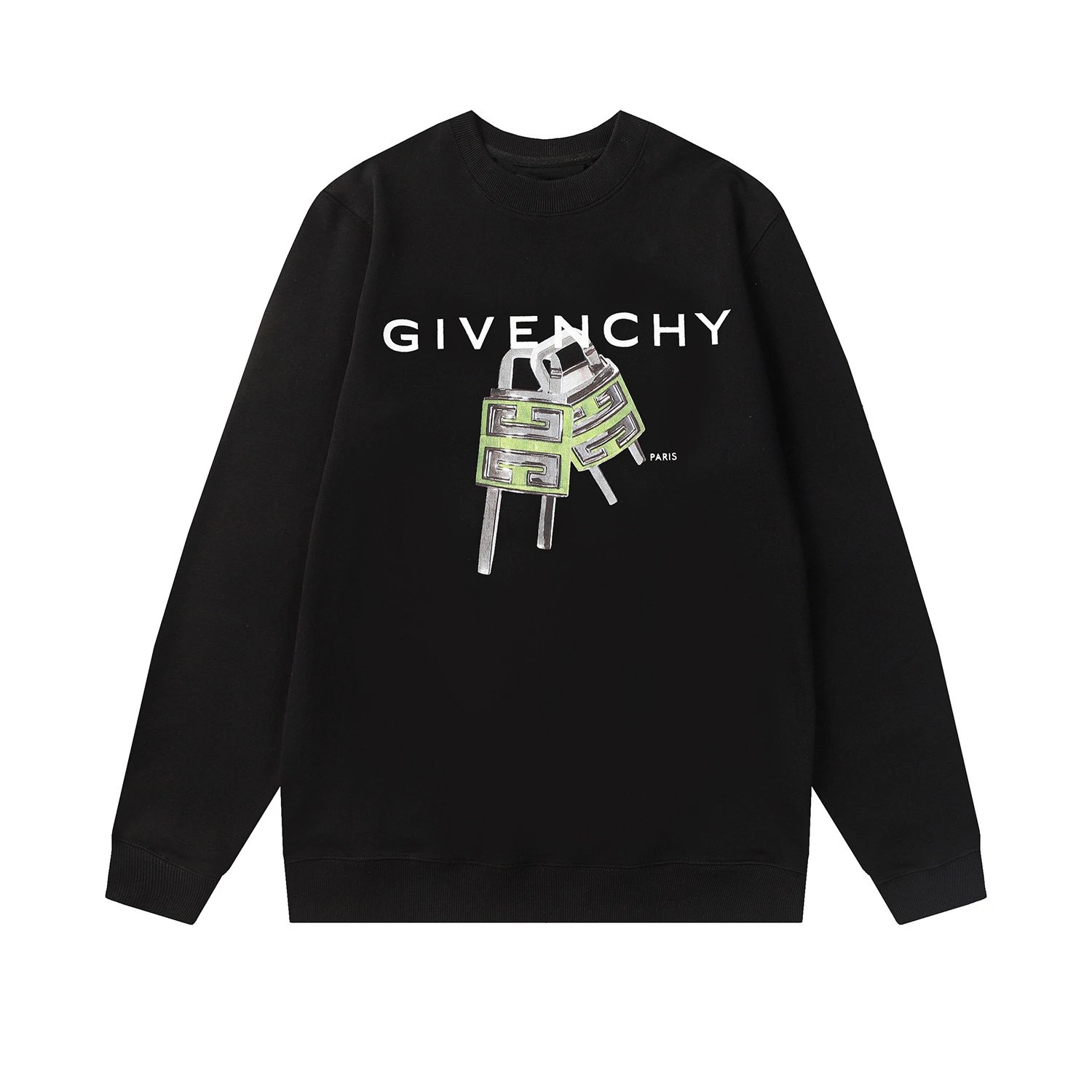 Givenchy Logo Print Green 4G Locks Sweatshirt White Hoodie - 5
