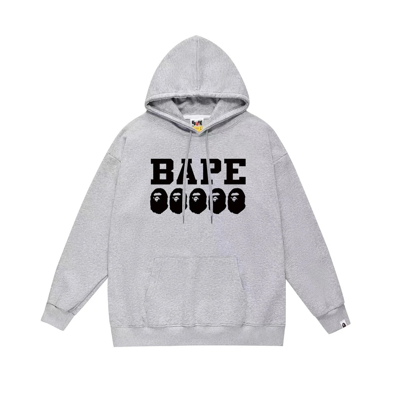 A Bathing Ape Hoodies & Sweatshirts Camo Head Graphic Pullover Hoodie — 649 gray