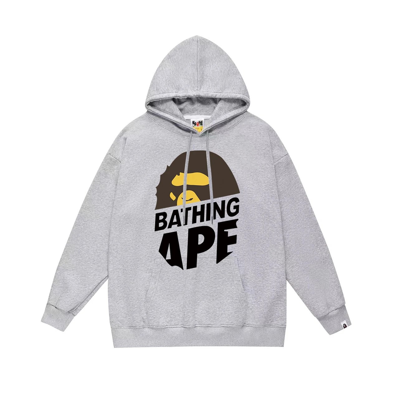 A Bathing Ape Hoodies & Sweatshirts Camo Head Graphic Pullover Hoodie — 654 gray