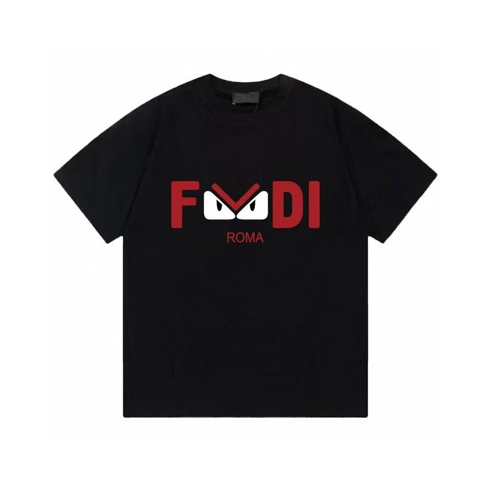 Fendi T-Shirts Short-Sleeve Logo Print — F58