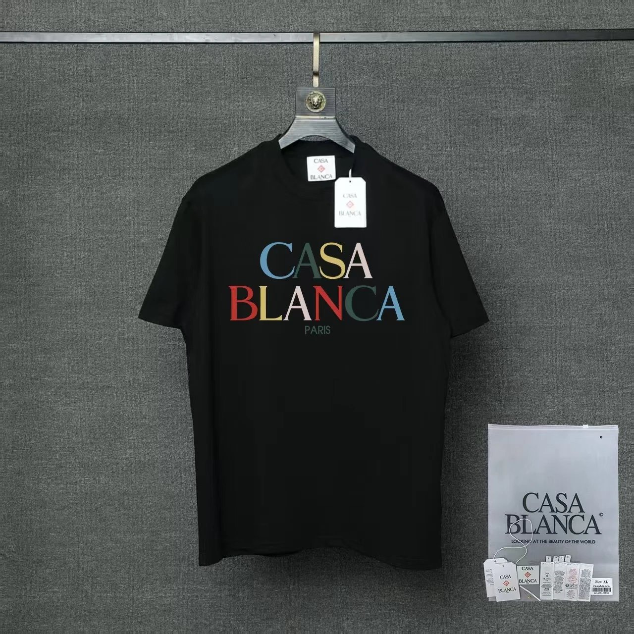 Casablanca T-Shirts Flaming Tennis Ball Graphic — 02 Black