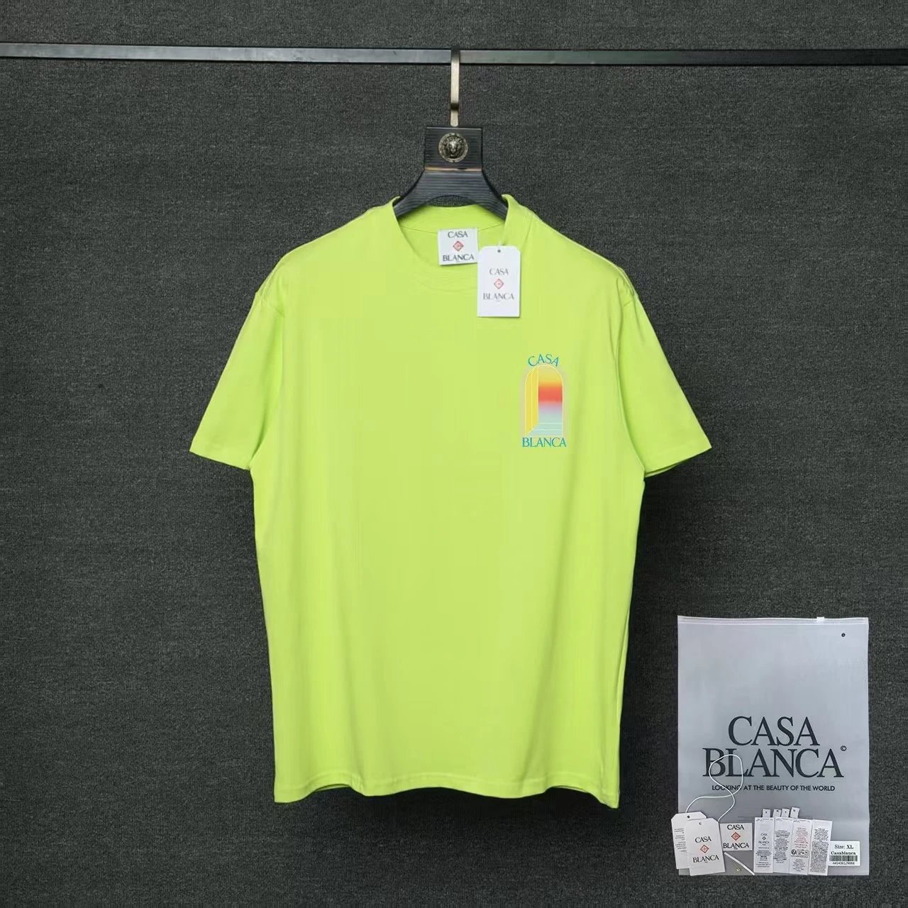 Casablanca T-Shirts Flaming Tennis Ball Graphic — 05 Fluorescent Lu