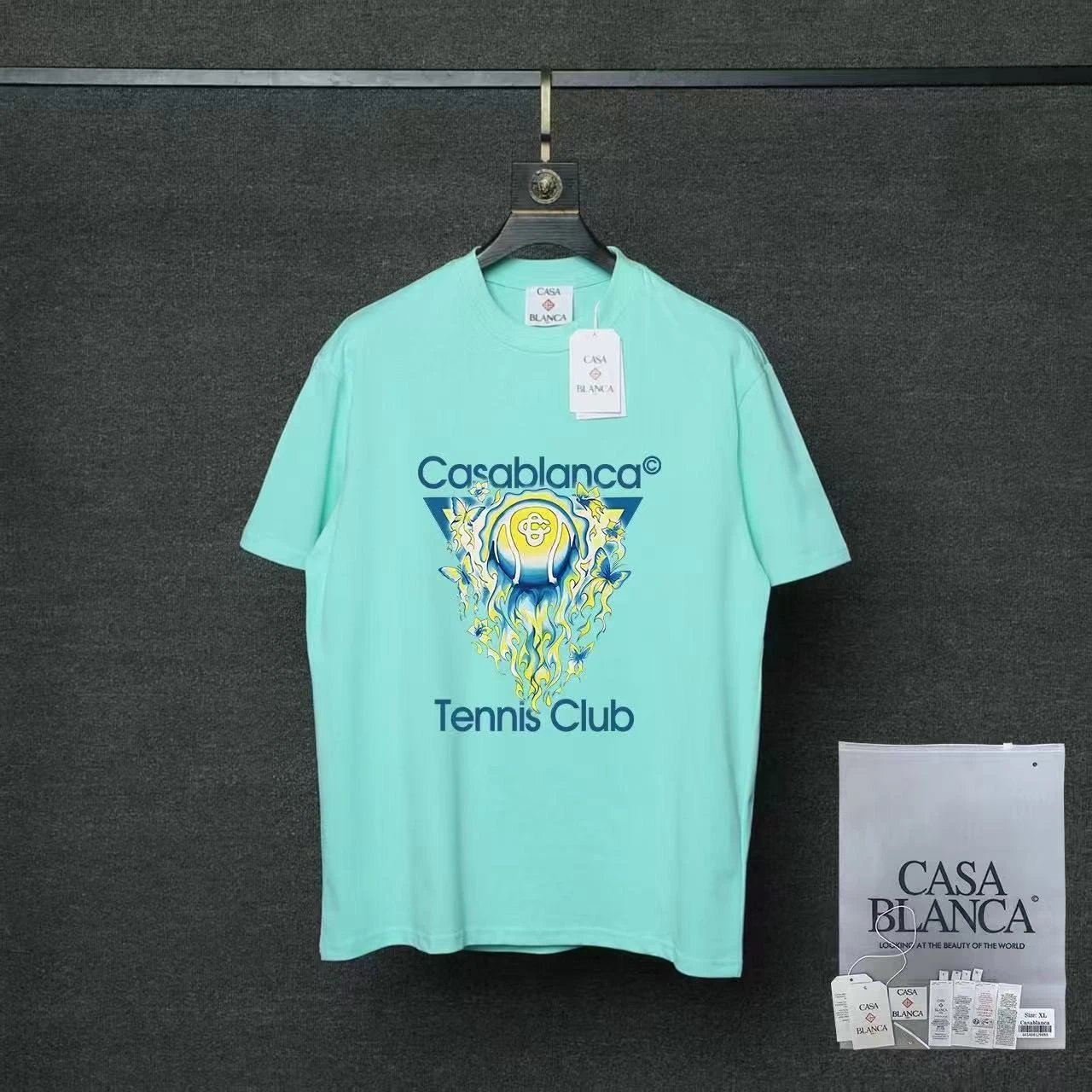 Casablanca T-Shirts Short-Sleeve Graphic Logo T-Shirt — 07 Light green