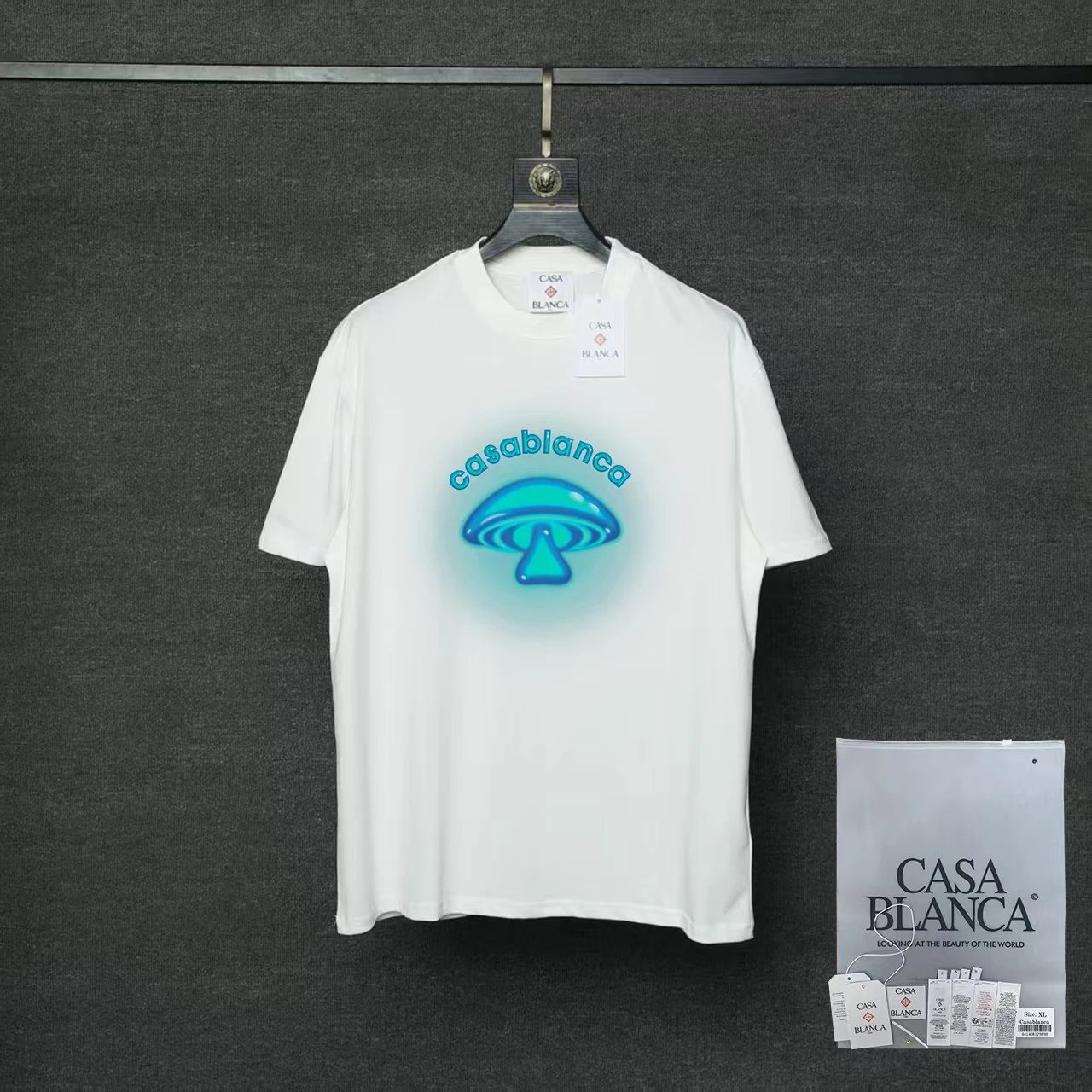 Casablanca T-Shirts Short-Sleeve Graphic Logo T-Shirt — 09 white