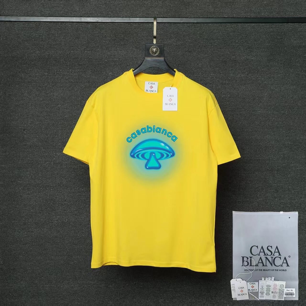 Casablanca T-Shirts Short-Sleeve Graphic Logo T-Shirt — 09 yellow