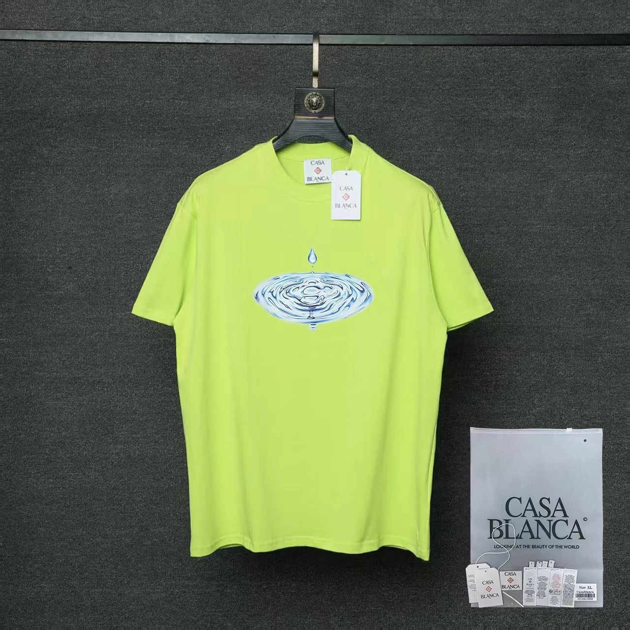 Casablanca T-Shirts Short-Sleeve Graphic Logo T-Shirt — 010 Neon Green